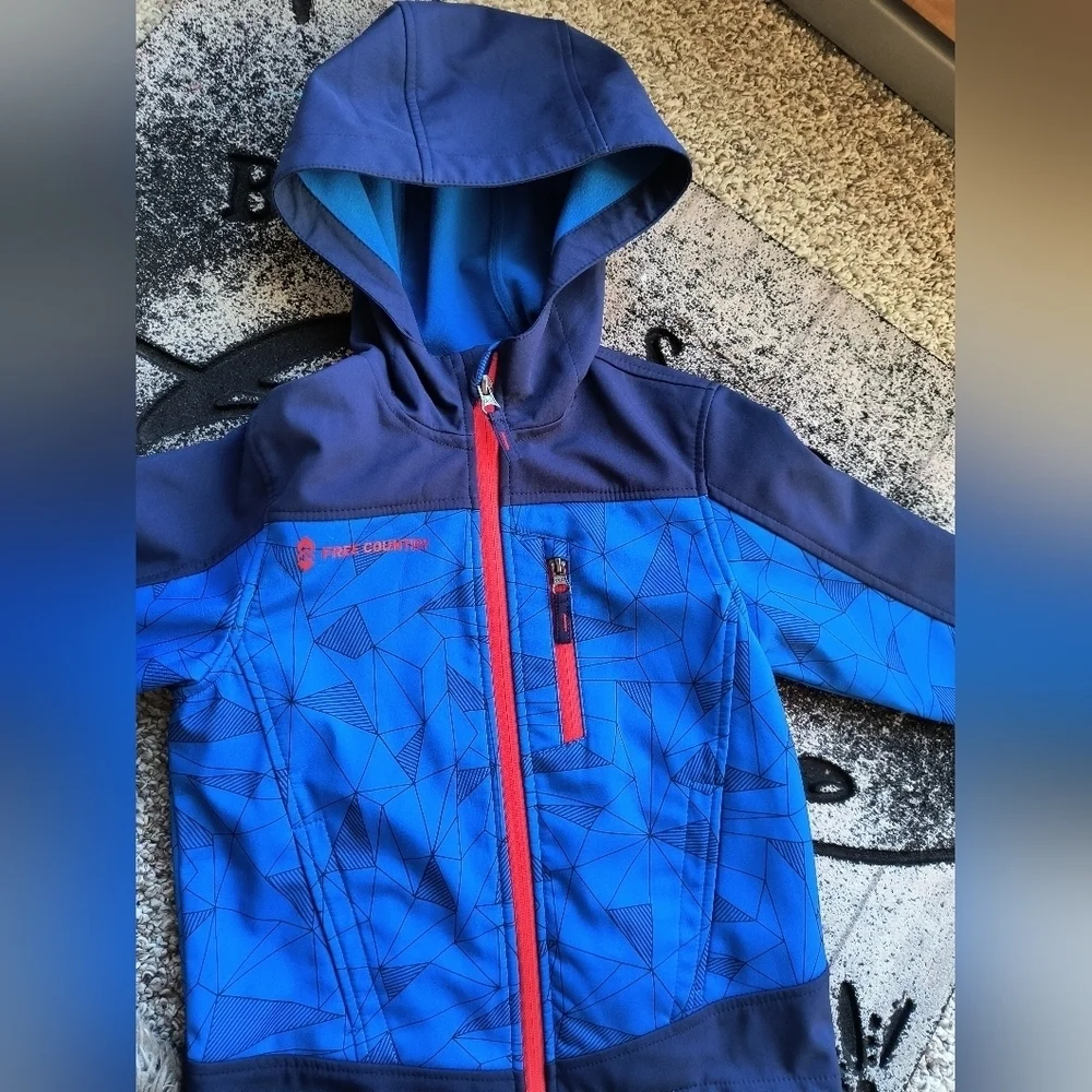 Free Country Toddler Boys Soft Shell Hooded Jacket Fleece Lined Blue Size 4